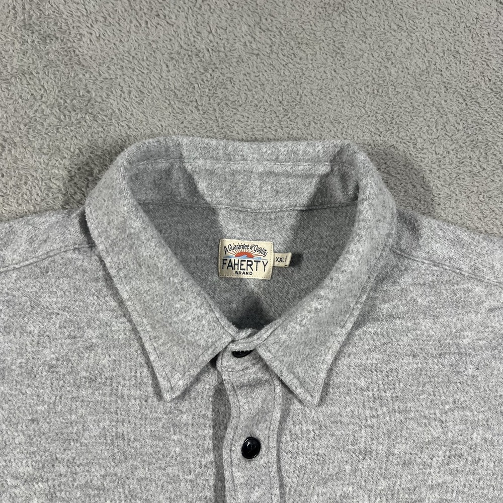 Faherty Legend Sweater Shirt Mens 2XL Gray Button Up Flannel Pockets Stretch - Picture 3 of 12